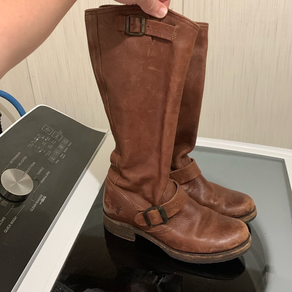 Frye Veronica Vintage Brown Leather Riding Boots 6B